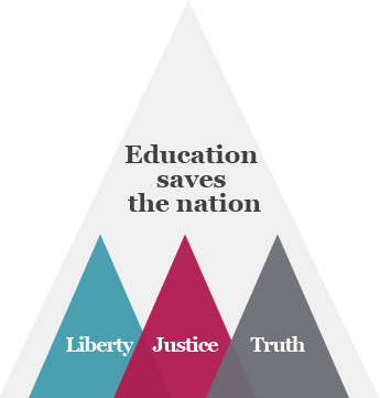 Education saves the nation - Liberty, Justice, Truth